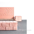 Pink Beludru Bed Fabric Bed Grosir Set Kamar Tidur